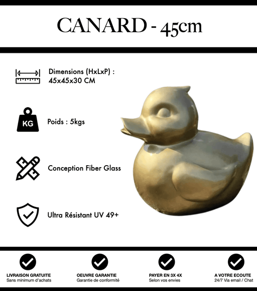 Sculpture Canard Resine 45cm Statue - Or - MUZZANO