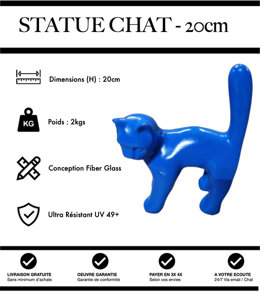 Sculpture Chat Resine 20cm Statue - Bleu - MUZZANO
