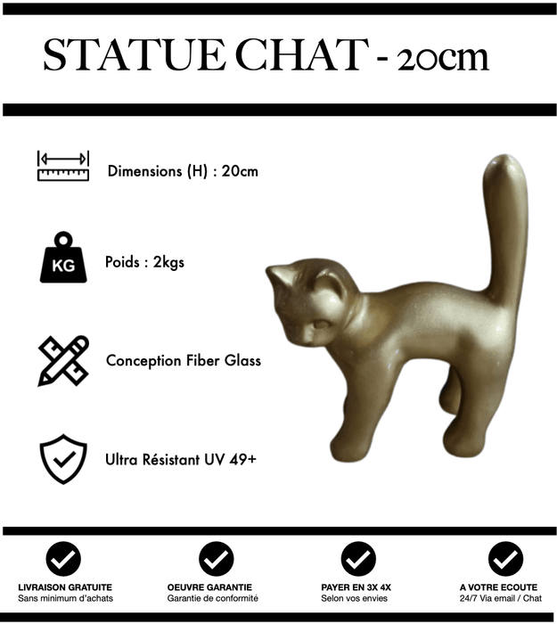 Sculpture Chat Resine 20cm Statue - Gold - MUZZANO