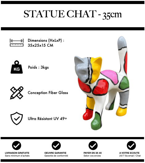 Sculpture Chat Resine 35cm Statue - Bonbon - MUZZANO
