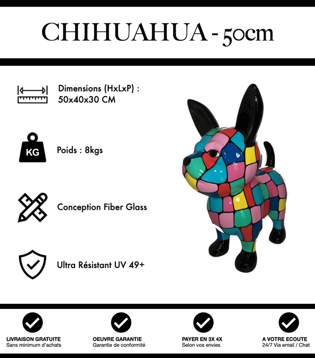 Sculpture Chien Chihuahua Resine 50cm Statue - Puzzle - MUZZANO