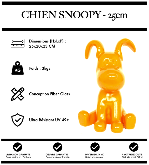 Sculpture Chien Snoopy 25cm Statue - Jaune - MUZZANO