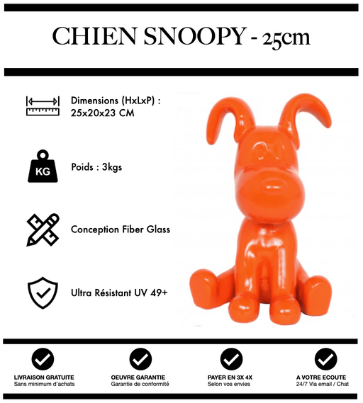 Sculpture Chien Snoopy 25cm Statue - Orange - MUZZANO