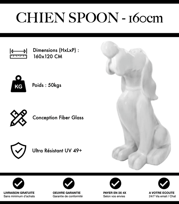 Sculpture Chien Snoopy XXL 160cm Statue - BLANC - MUZZANO