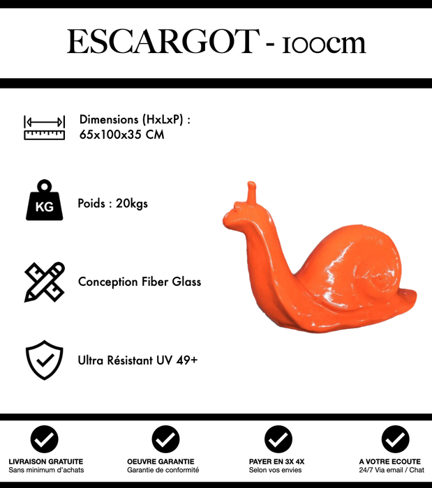 Sculpture Escargot Resine 100cm Statue - Orange - MUZZANO
