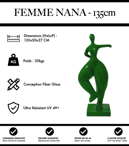 Sculpture Femme Nana Resine 135cm Statue - Vert - MUZZANO