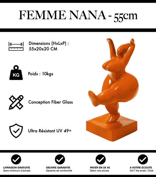Sculpture Femme Nana Resine 55cm Statue - Orange - MUZZANO
