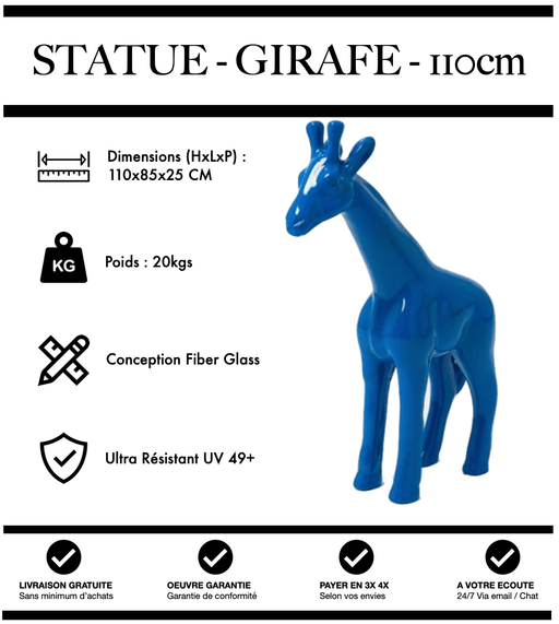 Sculpture Girafe Resine 110cm Statue - BLEU - MUZZANO