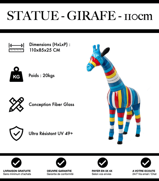Sculpture Girafe Resine 110cm Statue - Hiver - MUZZANO