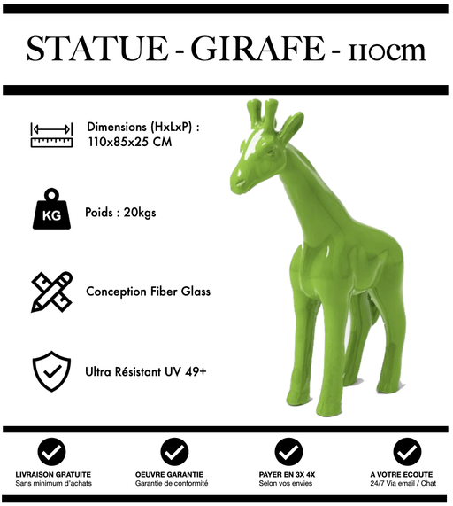 Sculpture Girafe Resine 110cm Statue - VERT - MUZZANO