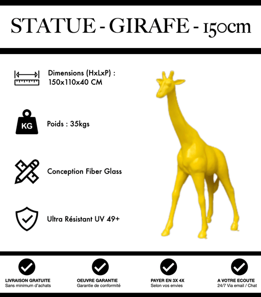 Sculpture Girafe Resine 150cm Statue - Jaune - MUZZANO