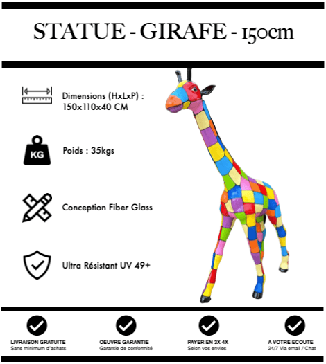 Sculpture Girafe Resine 150cm Statue - Puzzle - MUZZANO