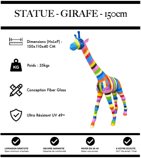 Sculpture Girafe Resine 150cm Statue - Ruban - MUZZANO