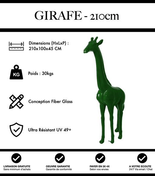 Sculpture Girafe Resine 210cm Statue - Vert Foncé - MUZZANO