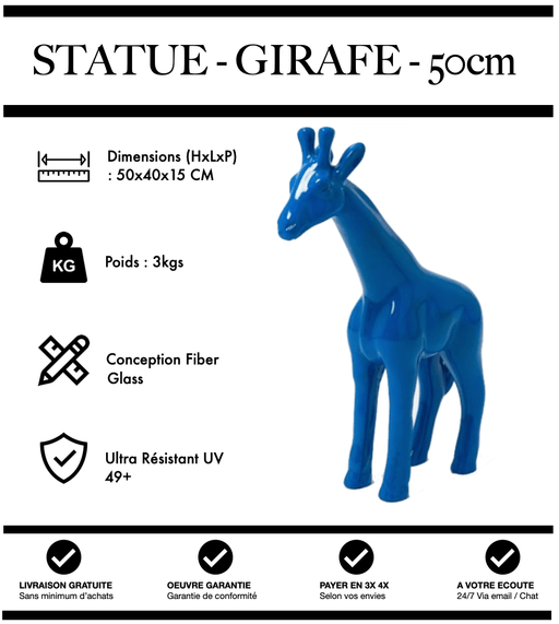 Sculpture Girafe Resine 50cm Statue - BLEU - MUZZANO