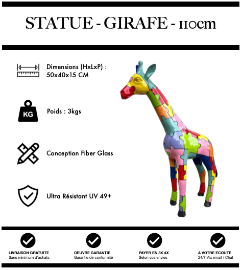 Sculpture Girafe Resine 50cm Statue - Puzzle Kids - MUZZANO