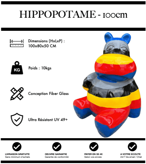 Sculpture Hippopotame Resine 100cm Statue - Circuit - MUZZANO