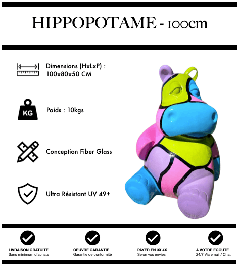 Sculpture Hippopotame Resine 100cm Statue - Nuance - MUZZANO