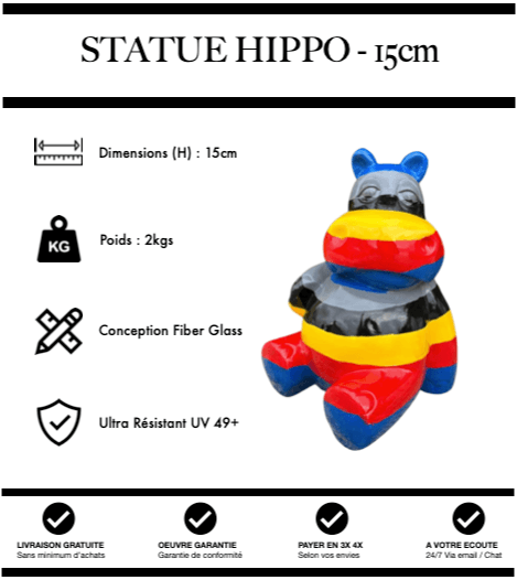 Sculpture Hippopotame Resine 15cm Statue - Circuit - MUZZANO