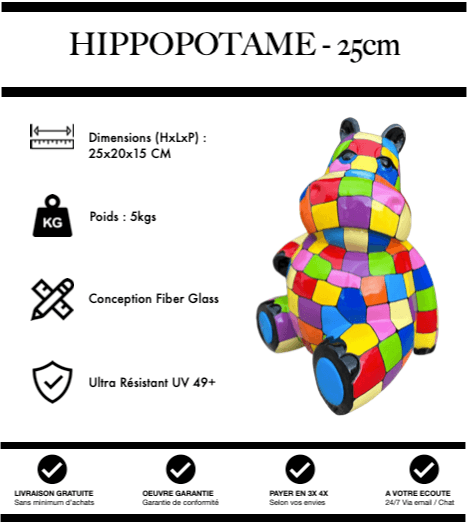 Sculpture Hippopotame Resine 25cm Statue - Puzzle Bis - MUZZANO