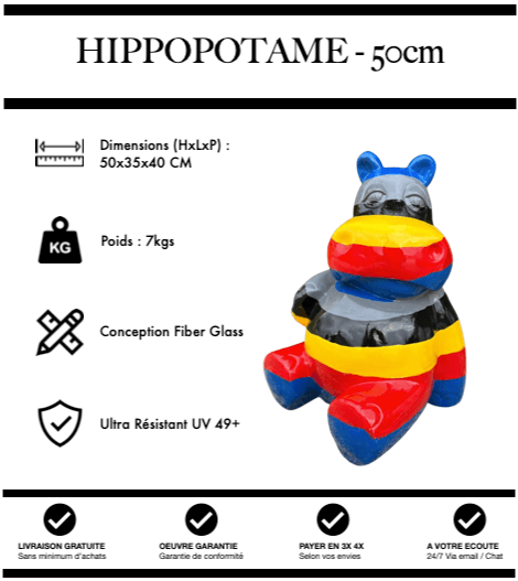Sculpture Hippopotame Resine 50cm Statue - Circuit - MUZZANO