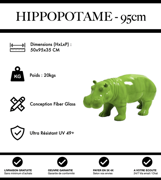 Sculpture Hippopotame Resine 95cm Statue - Vert - MUZZANO