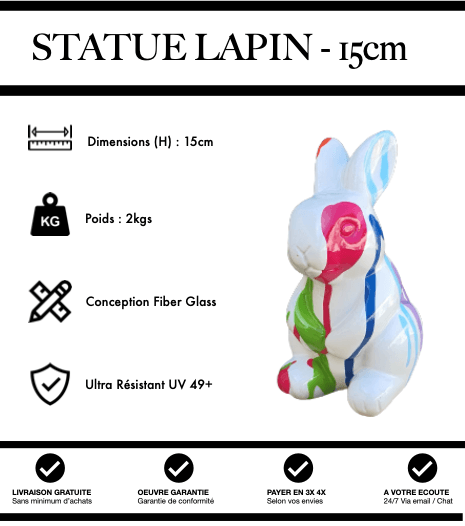 Sculpture Lapin Resine 15cm Statue - White Trash - MUZZANO