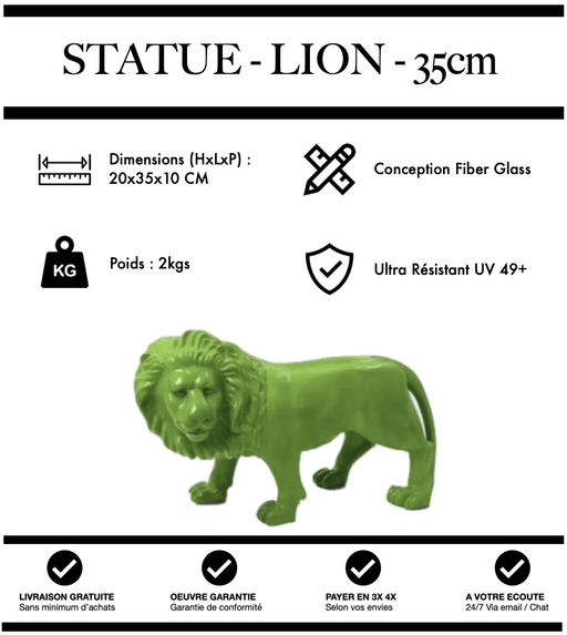Sculpture Lion Resine 35cm Statue - VERT - MUZZANO
