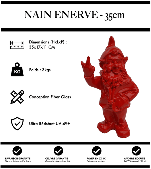 Sculpture Nain Enervé 35cm Statue - Rouge - MUZZANO