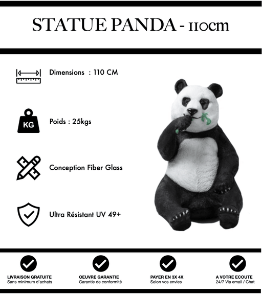 Sculpture Panda Resine 110cm Statue - Naturel - MUZZANO