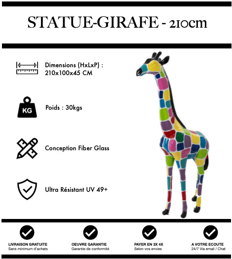 Sculpture Girafe Resine 210cm Statue - Bonbon - MUZZANO