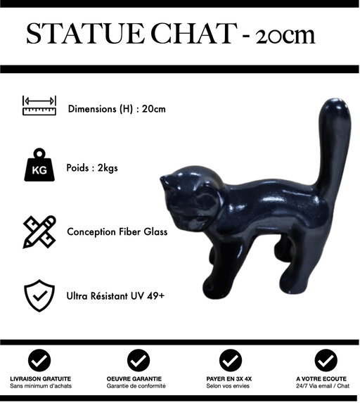 Sculpture Chat Resine 20cm Statue - Noir - MUZZANO