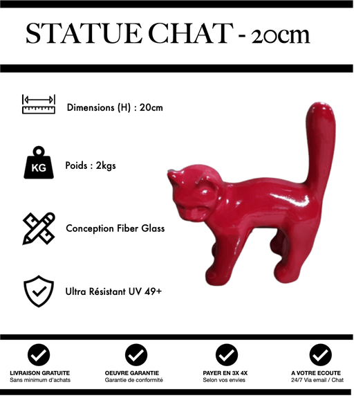 Sculpture Chat Resine 20cm Statue - Rouge - MUZZANO