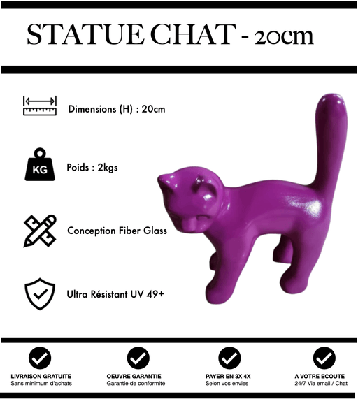 Sculpture Chat Resine 20cm Statue - Violet - MUZZANO