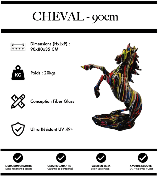 Sculpture Cheval Resine 90cm Statue - Black Trash - MUZZANO