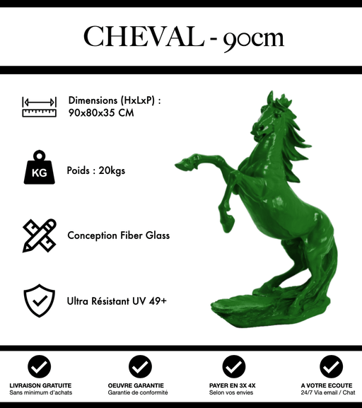 Sculpture Cheval Resine 90cm Statue - Vert - MUZZANO