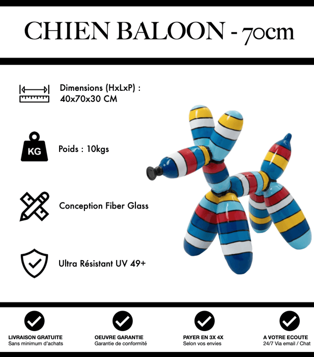 Sculpture Chien Baloon Resine 70cm Statue - Hiver - MUZZANO