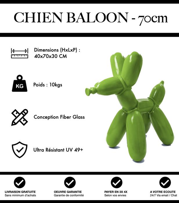 Sculpture Chien Baloon Resine 70cm Statue - Vert Clair - MUZZANO