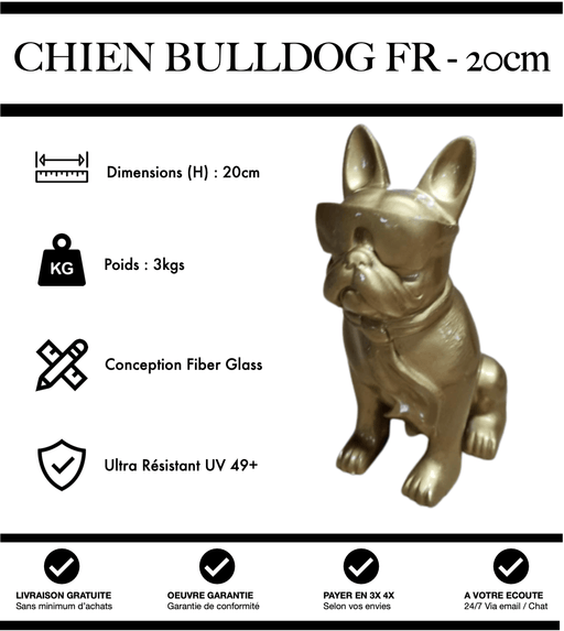 Sculpture Chien Bulldog Français Resine 20cm Statue - GOLD - MUZZANO