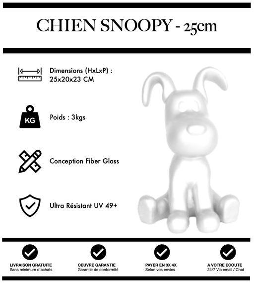 Sculpture Chien Snoopy 25cm Statue - Blanc - MUZZANO