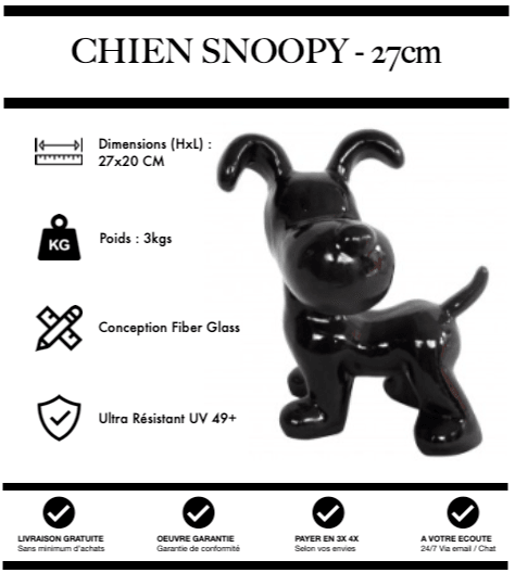 Sculpture Chien Snoopy 27cm Statue - Noir - MUZZANO