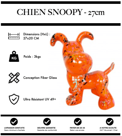 Sculpture Chien Snoopy 27cm Statue - Orange Graffiti - MUZZANO