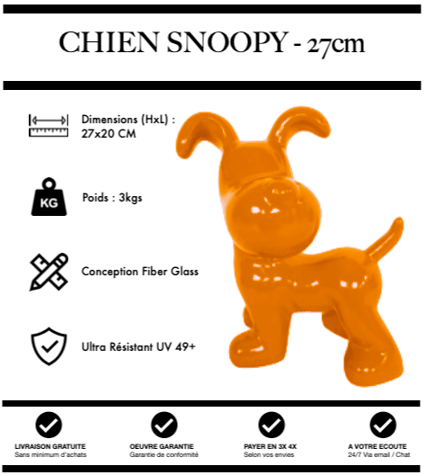 Sculpture Chien Snoopy 27cm Statue - Orange - MUZZANO