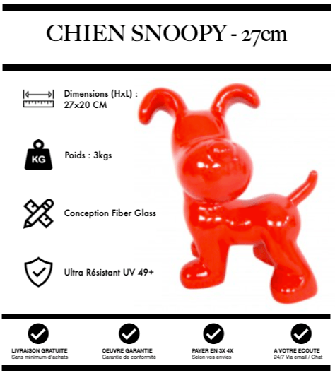 Sculpture Chien Snoopy 27cm Statue - Rouge - MUZZANO