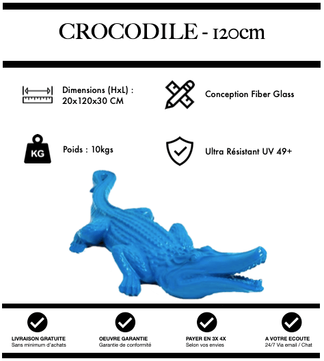 Sculpture Crocodile Resine 120cm Statue - BLEU - MUZZANO