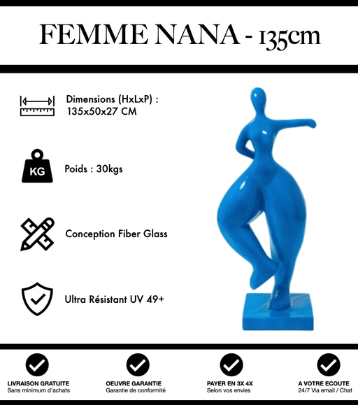 Sculpture Femme Nana Resine 135cm Statue - Bleu - MUZZANO