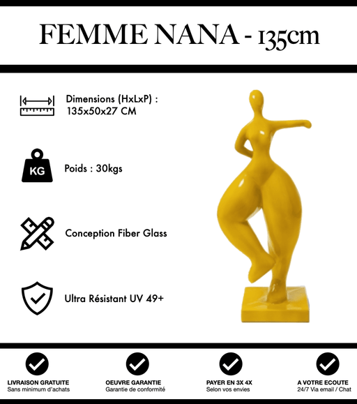 Sculpture Femme Nana Resine 135cm Statue - Jaune - MUZZANO