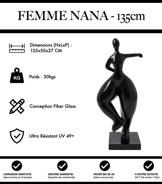 Sculpture Femme Nana Resine 135cm Statue - Noir - MUZZANO