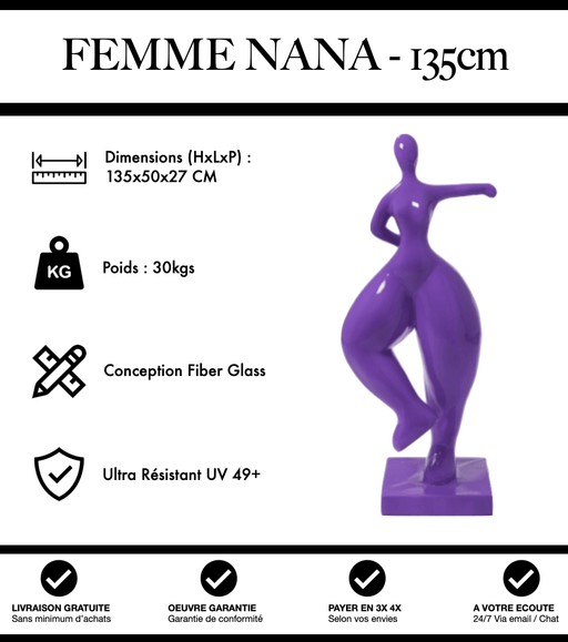 Sculpture Femme Nana Resine 135cm Statue - Violet - MUZZANO
