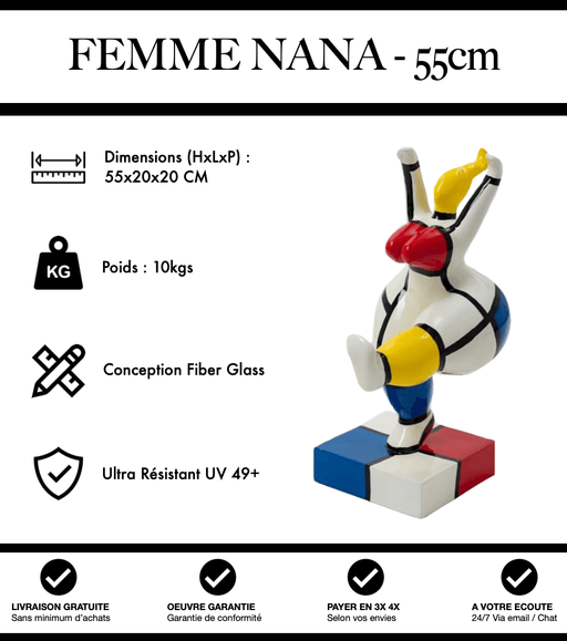 Sculpture Femme Nana Resine 55cm Statue - Mondrian - MUZZANO